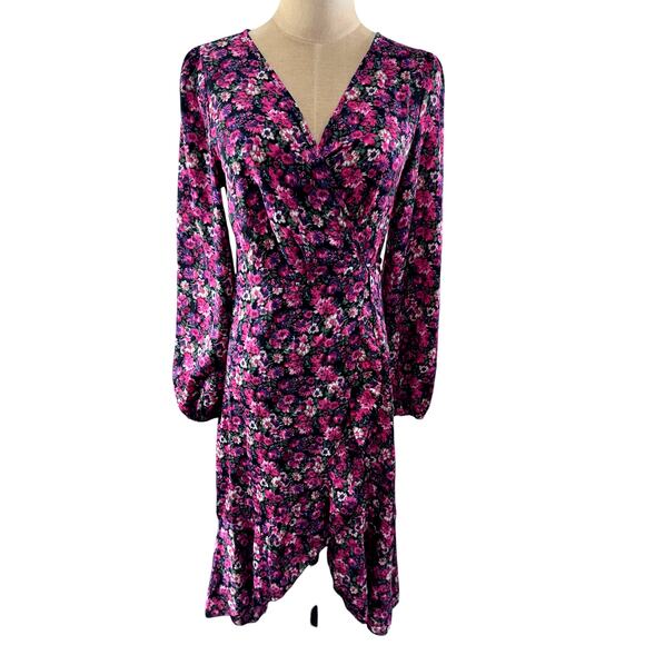 NWT!! "BOOHOO" Floral ,Crepe, Ruffle, Wrap, Midi ,Skater Dress, Sexy,Boho,Whimsy - Picture 1 of 13